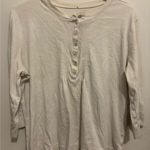 L.L. Bean Women's Cream Long-Sleeve Henley Top